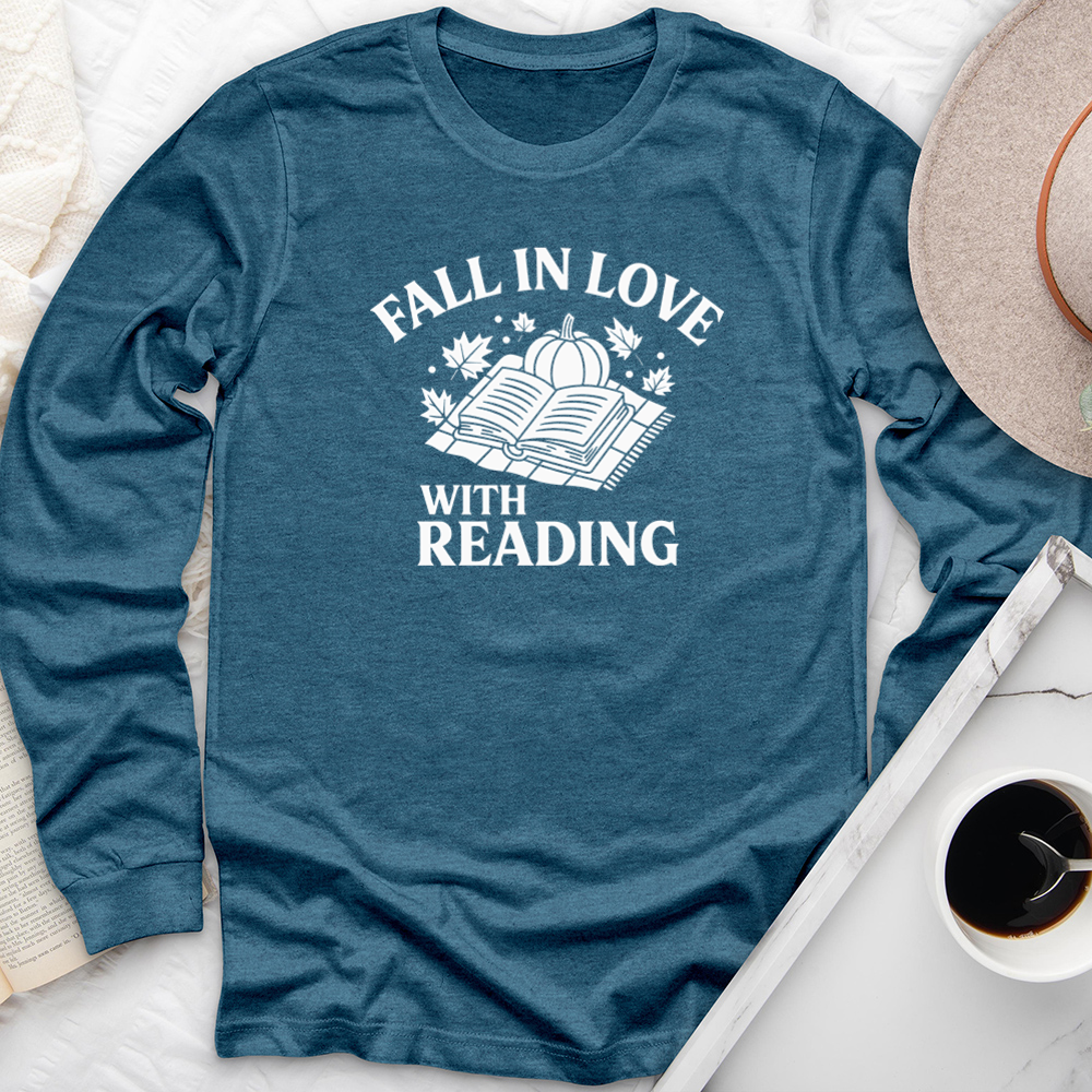 fall in love with reading light long sleeve unisex tee