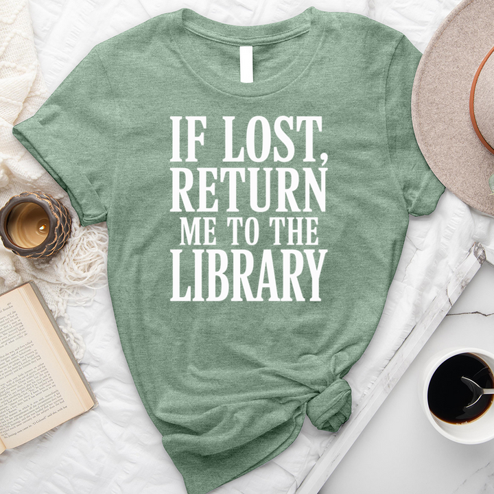 return to the library text unisex tee