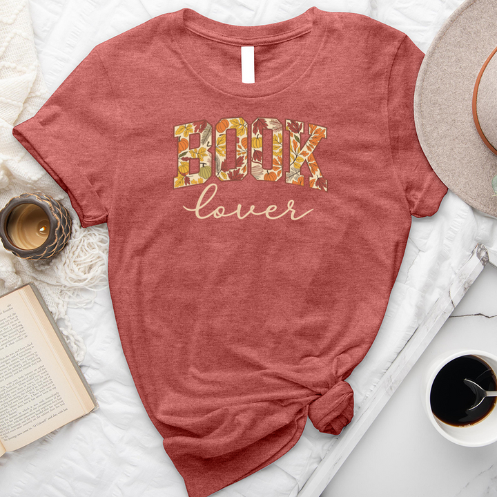 book lover autumn pattern unisex tee