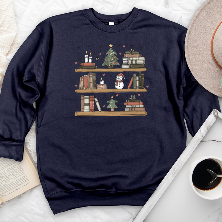 christmas bookshelf premium crewneck sweatshirt