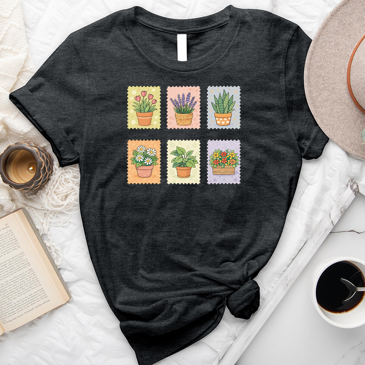 whimsical plant stamps unisex tee