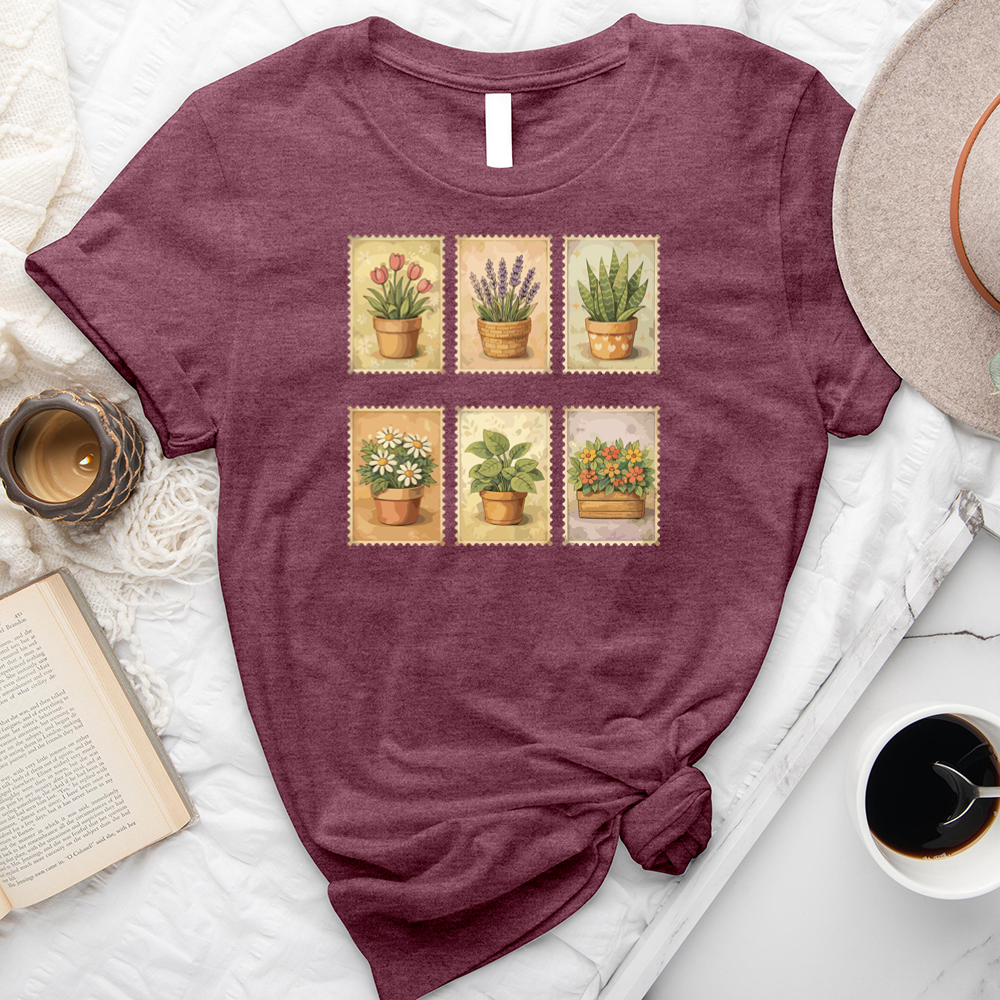 watercolor plant stamps unisex tee