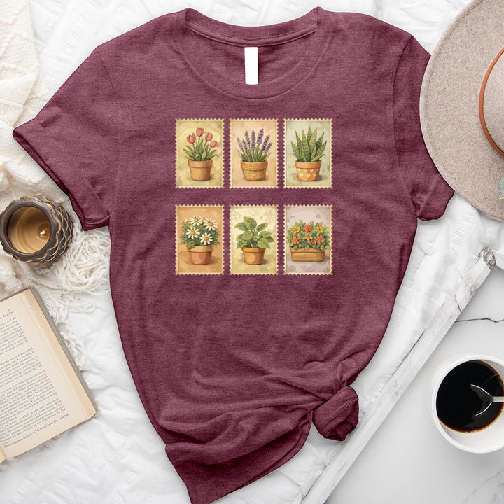 watercolor plant stamps unisex tee