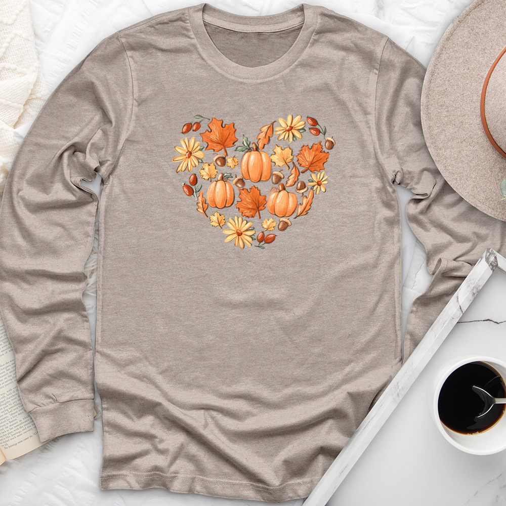 autumnal heart long sleeve unisex tee