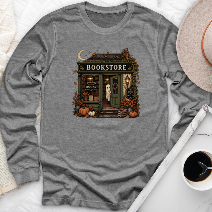 ghost bookstore long sleeve unisex tee