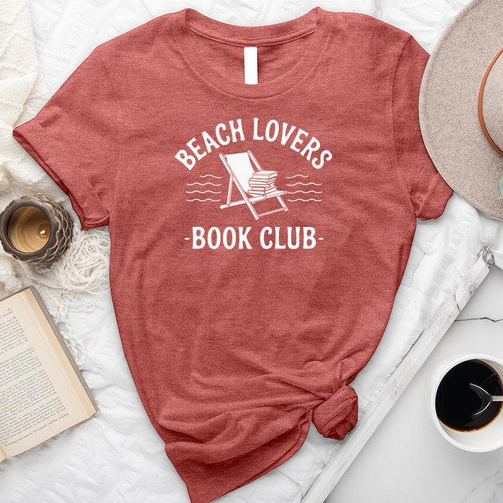 beach lovers book club white unisex tee