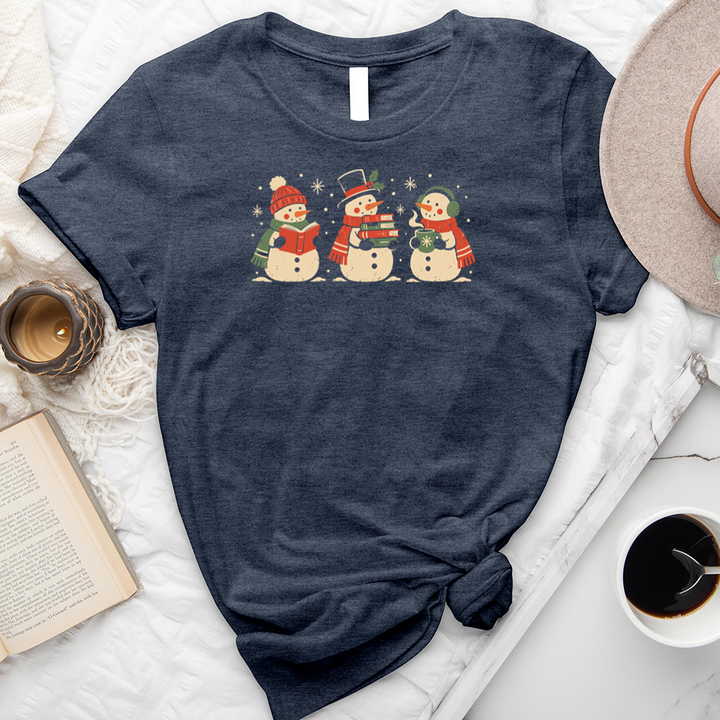 snowmen bookworms unisex tee