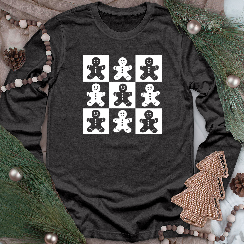 gingerbread grid long sleeve unisex tee