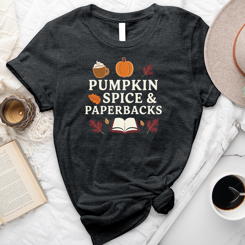 pumpkin spice and paperbacks unisex tee
