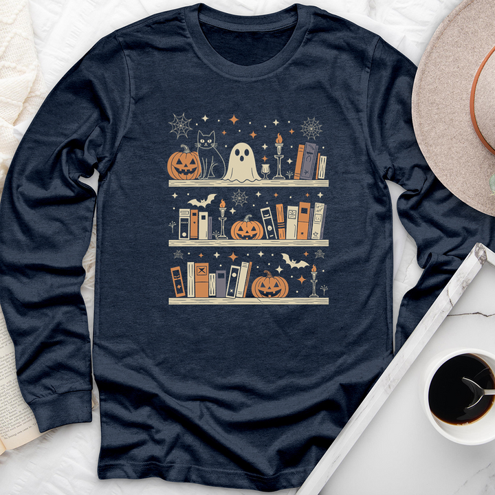 autumn bookshelf long sleeve unisex tee