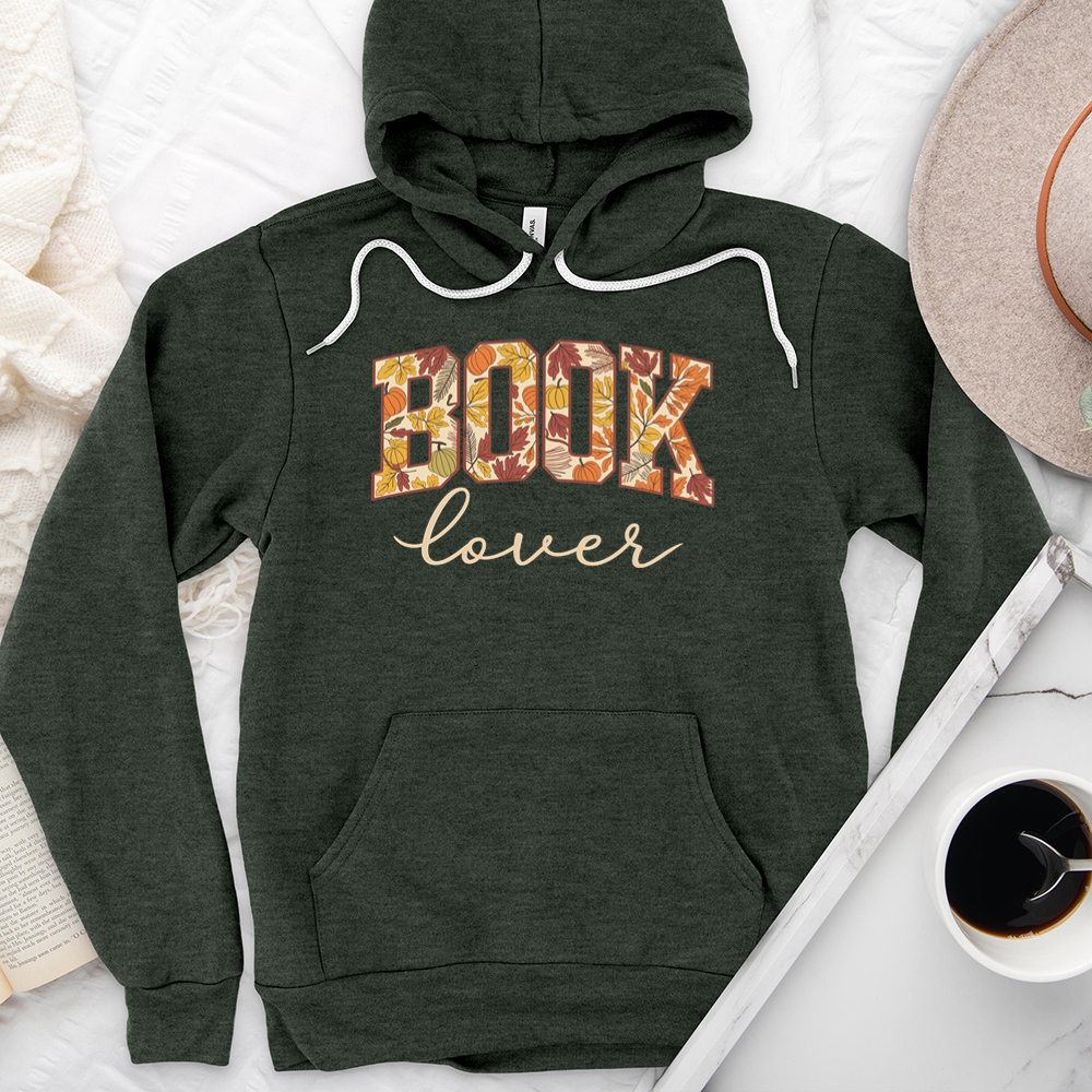 book lover autumn pattern premium hoodie sweatshirt