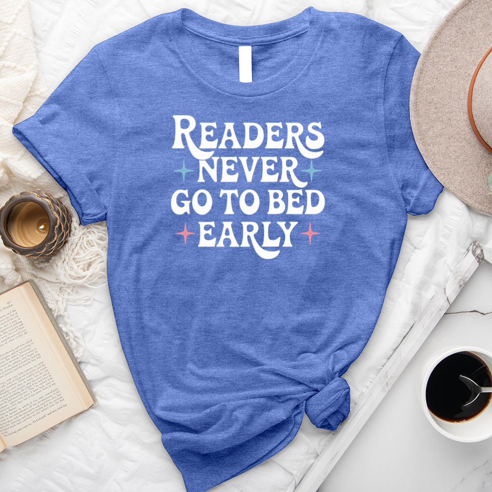 readers never go to bed early unisex tee