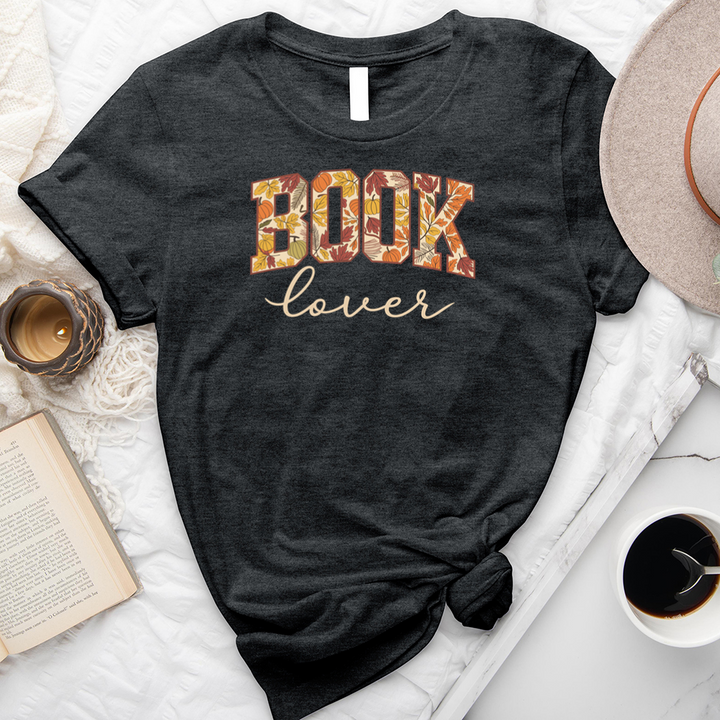 book lover autumn pattern unisex tee