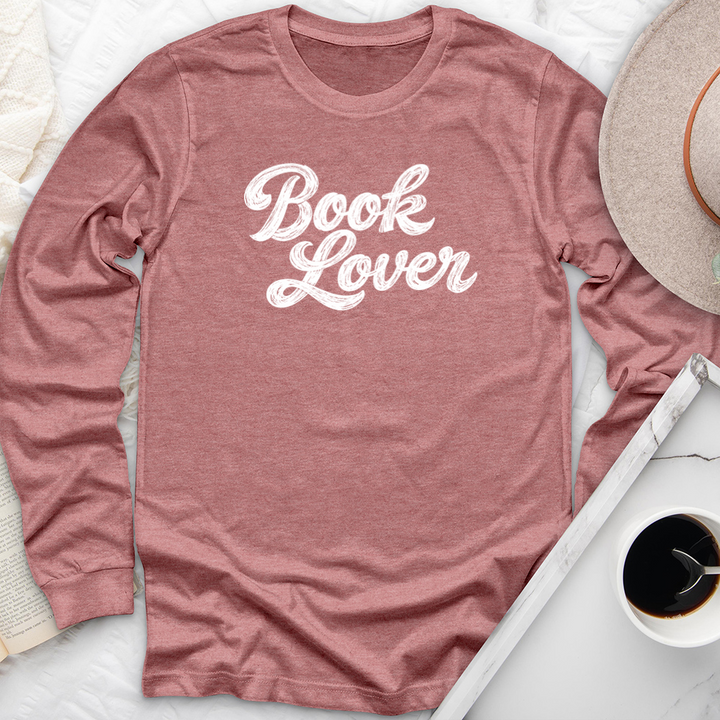 book lover script long sleeve unisex tee