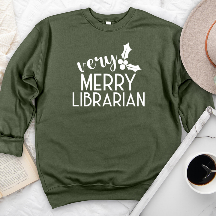 very merry librarian premium crewneck sweatshirt