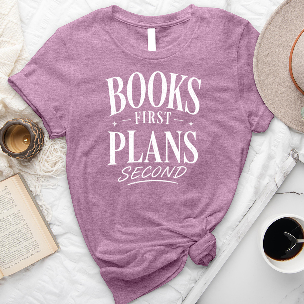 books first plans second unisex tee