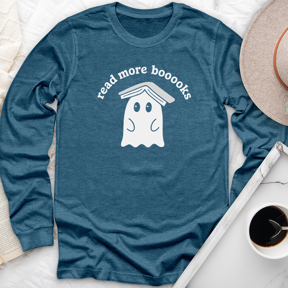 read more booooks ghost book hat long sleeve unisex tee