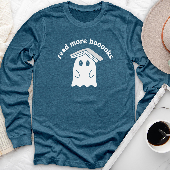 read more booooks ghost book hat long sleeve unisex tee