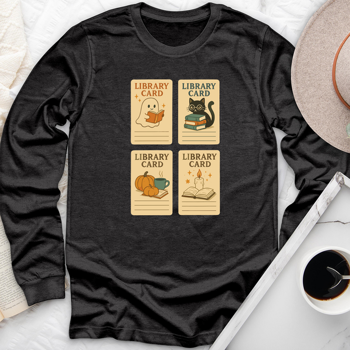 autumn library cards long sleeve unisex tee