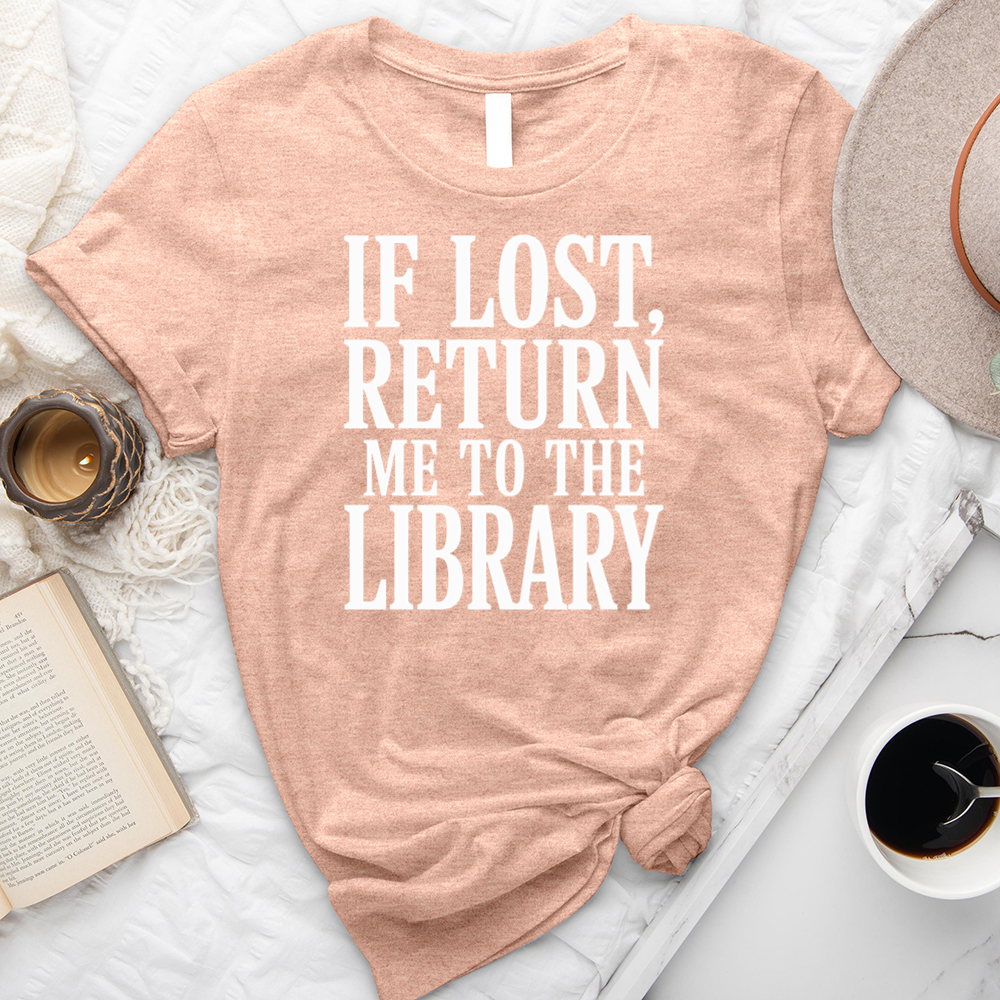 return to the library text unisex tee