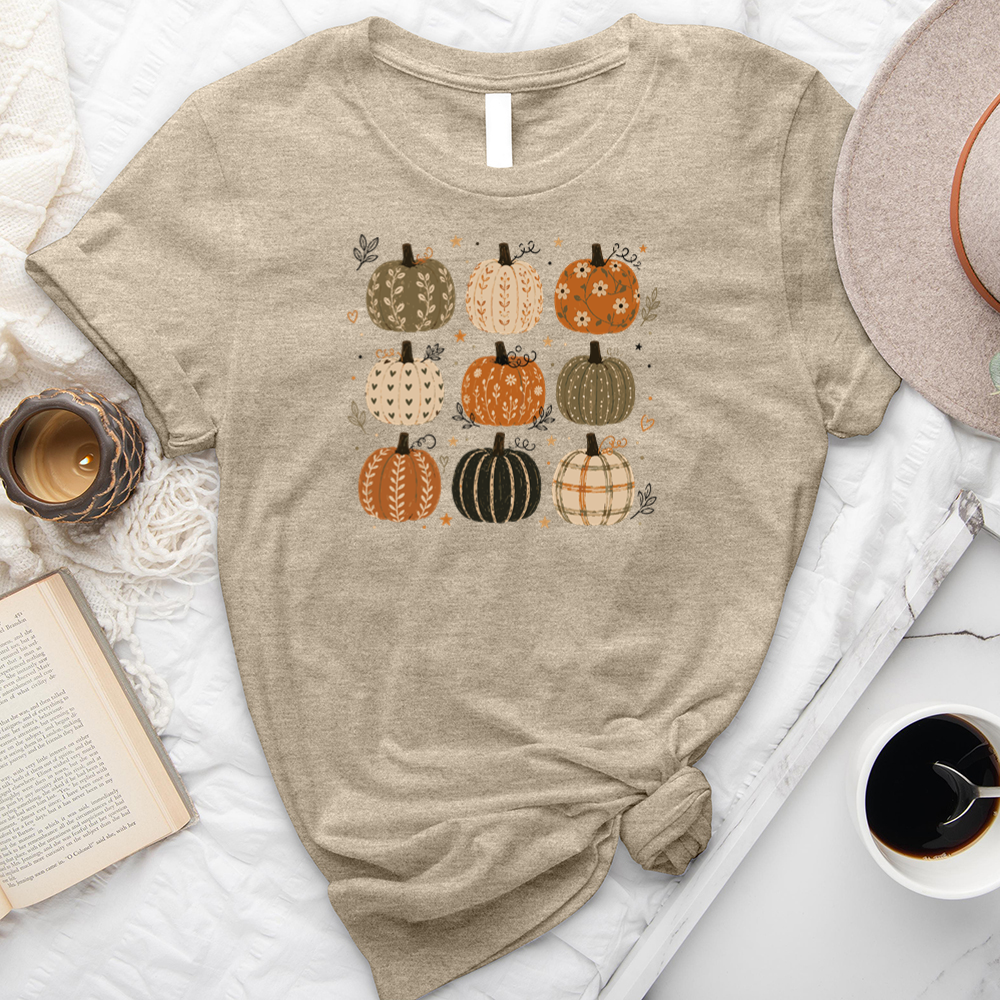 nine pattern pumpkins unisex tee