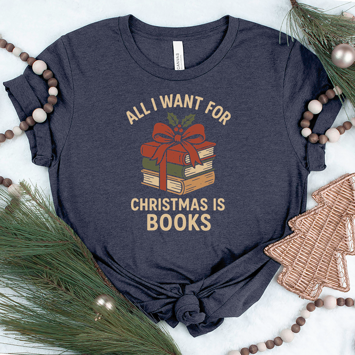 all I want for christmas is books unisex tee