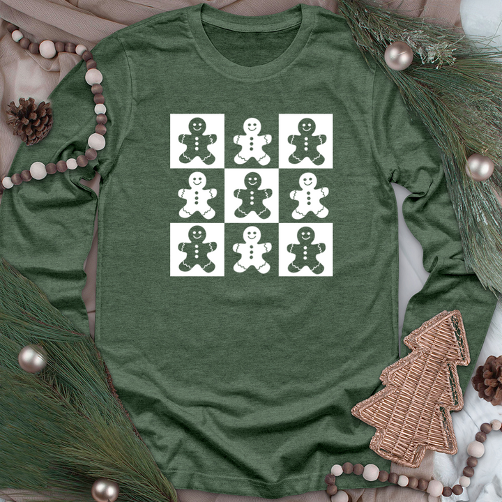 gingerbread grid long sleeve unisex tee