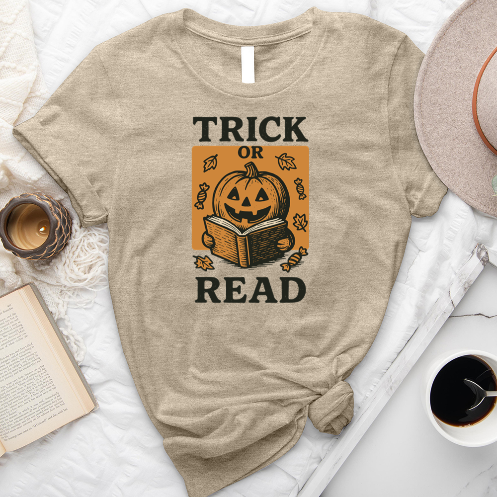 trick or read pumpkin unisex tee