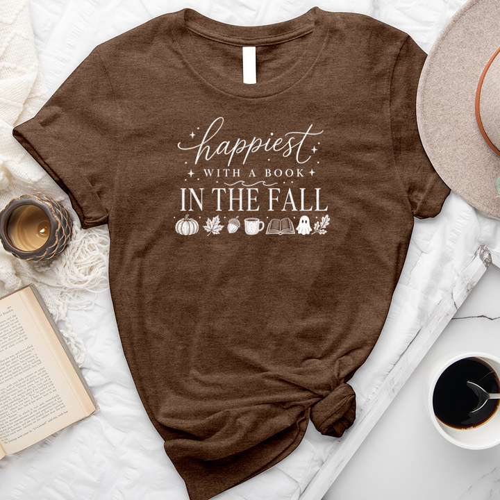 happiest with a book fall unisex tee