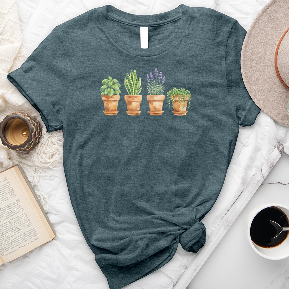 watercolor potted plant pals unisex tee