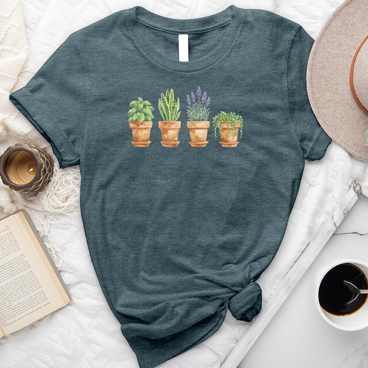 watercolor potted plant pals unisex tee