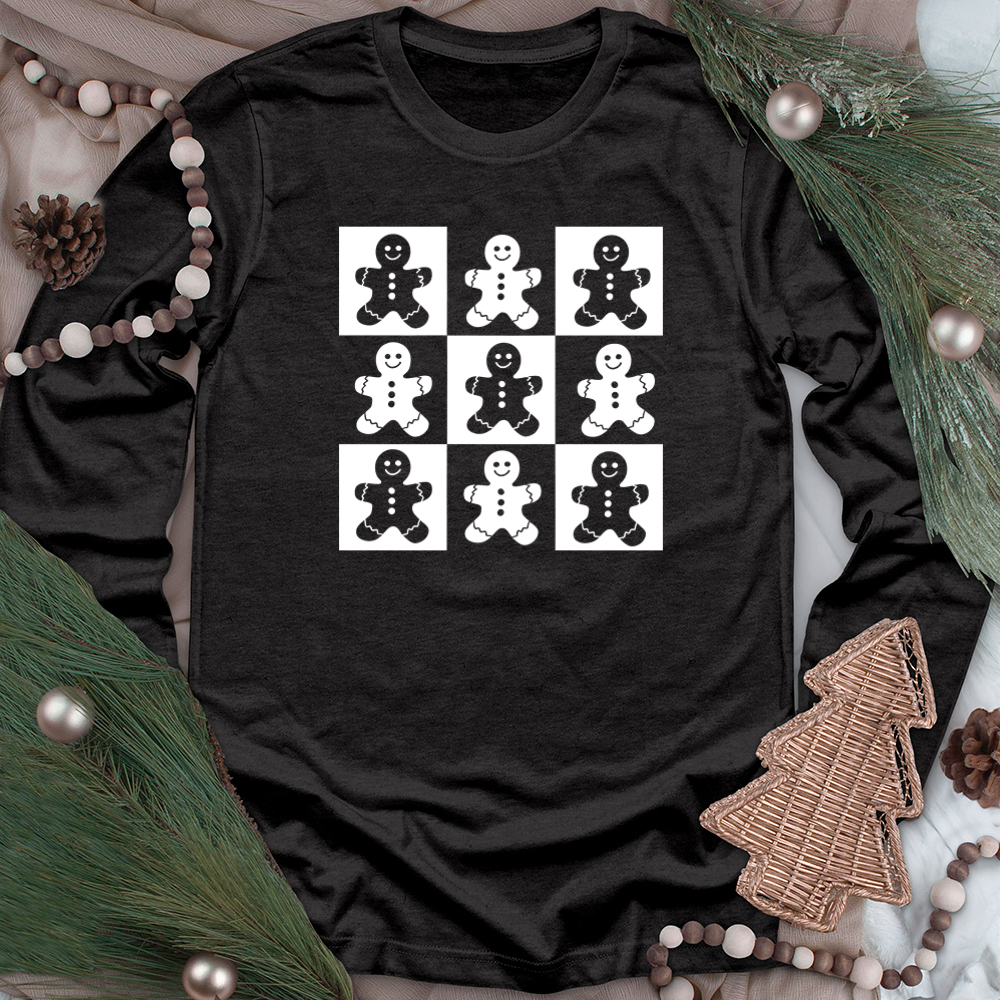 gingerbread grid long sleeve unisex tee