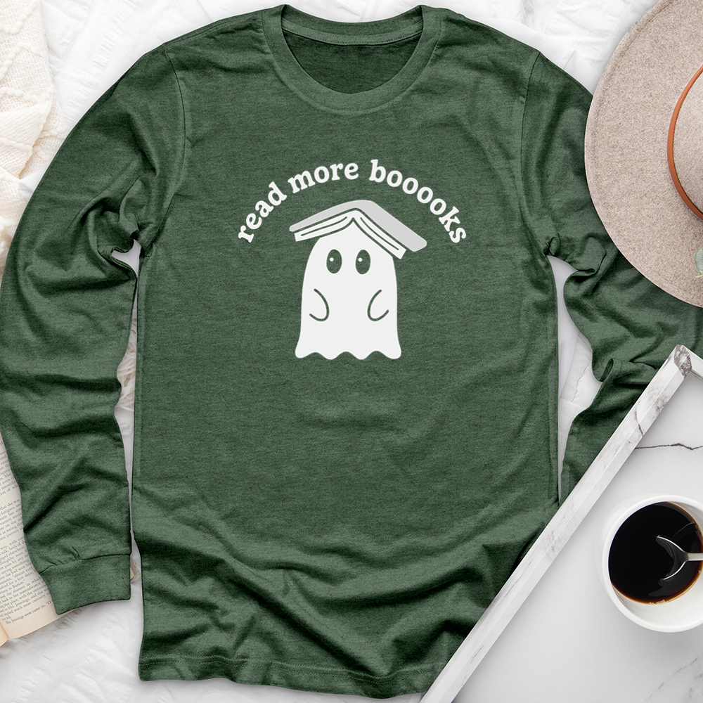 read more booooks ghost book hat long sleeve unisex tee