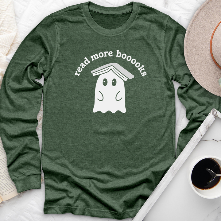 read more booooks ghost book hat long sleeve unisex tee