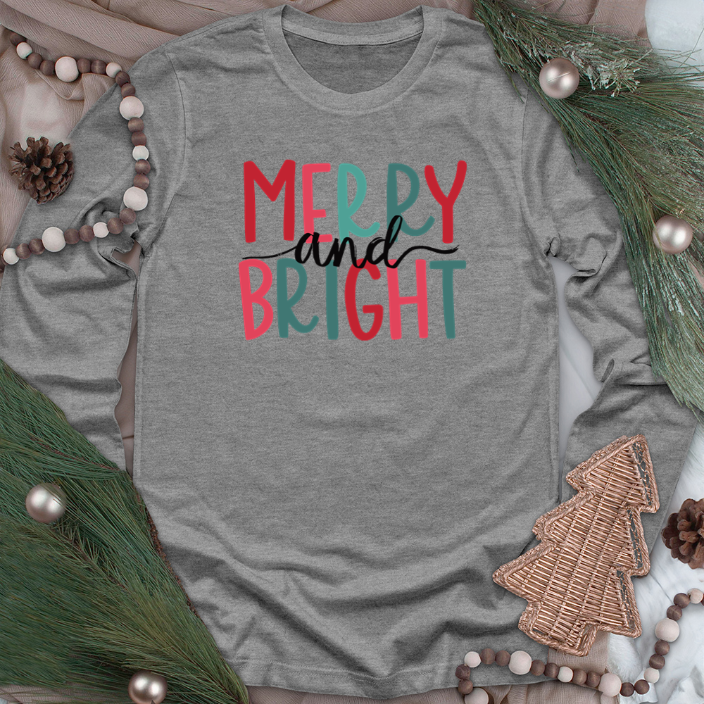 colorful merry and bright long sleeve unisex tee