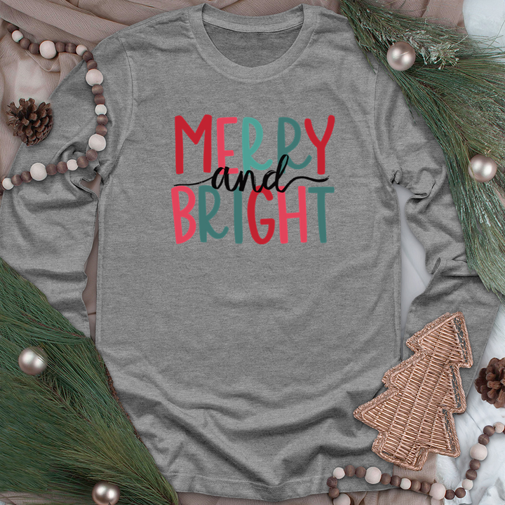 colorful merry and bright long sleeve unisex tee
