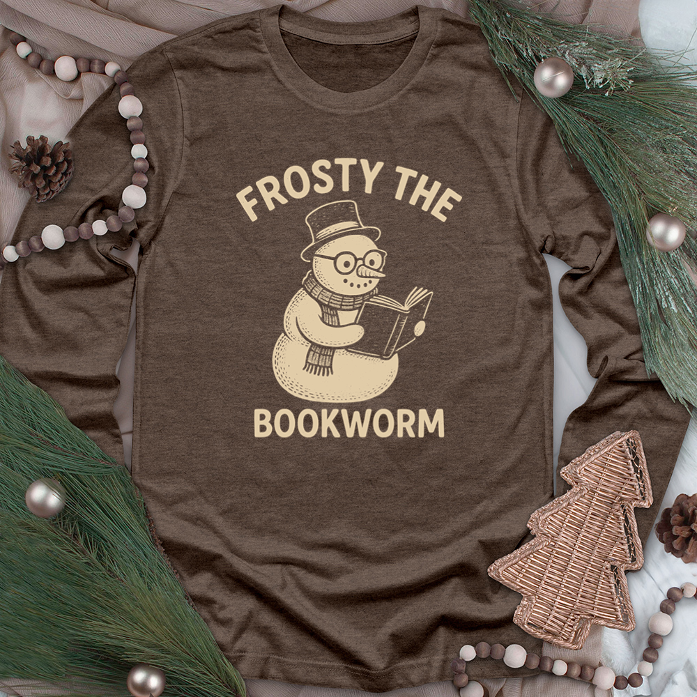 frosty the bookworm long sleeve unisex tee