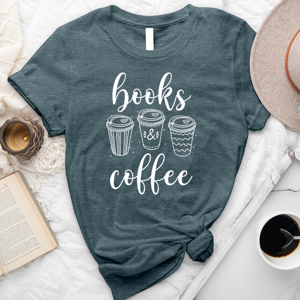 books & coffee unisex tee