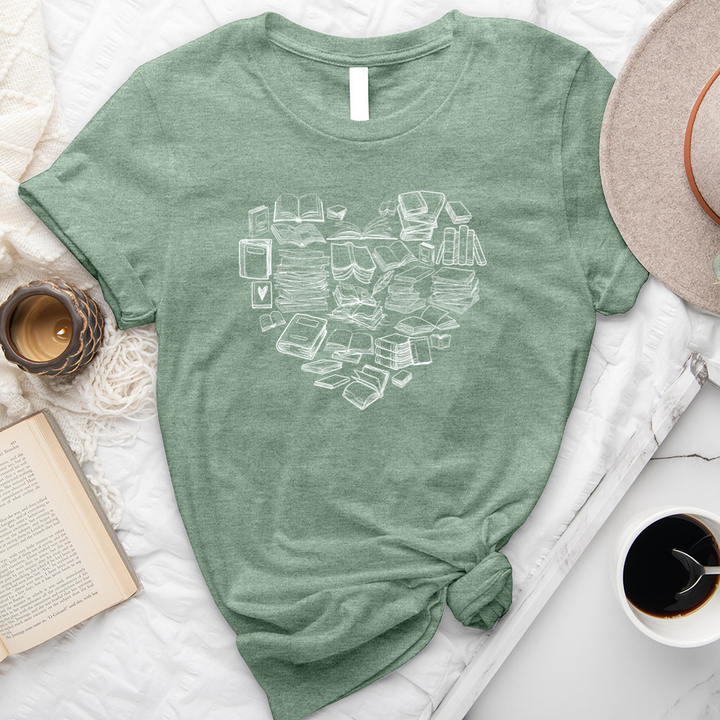 book heart unisex tee