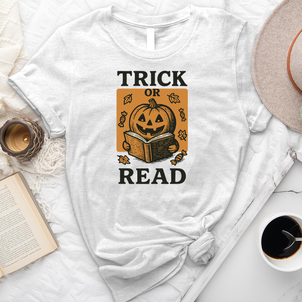 trick or read pumpkin unisex tee