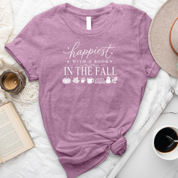 happiest with a book fall unisex tee