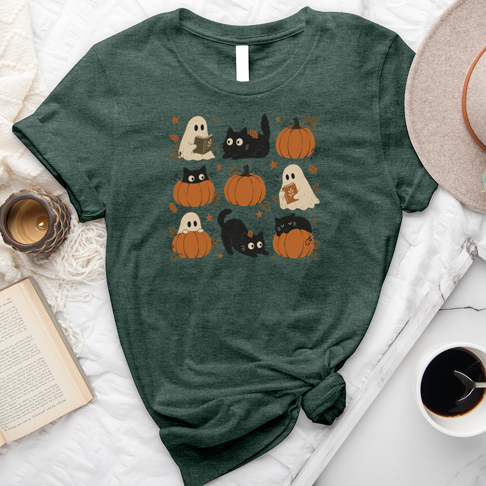 pumpkin cat ghost unisex tee