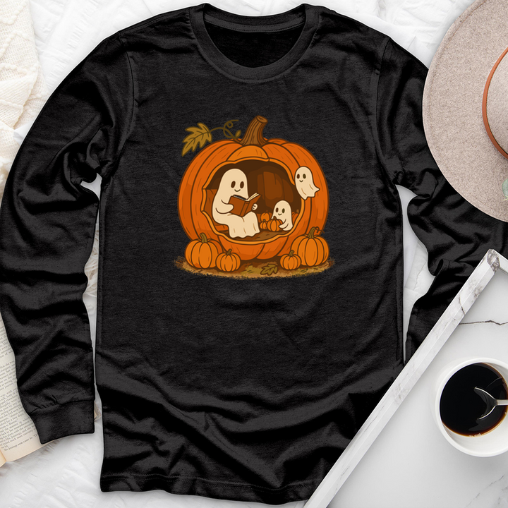 pumpkin reading nook long sleeve unisex tee
