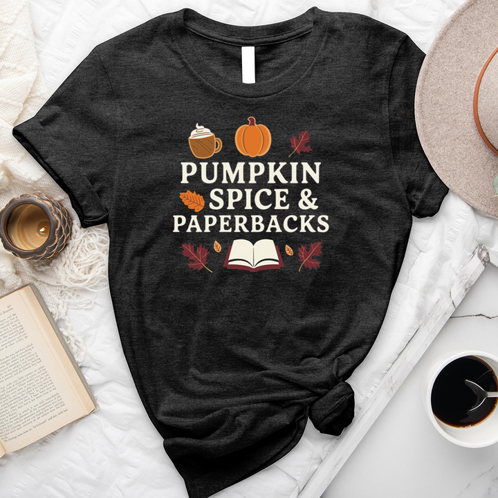 pumpkin spice and paperbacks unisex tee