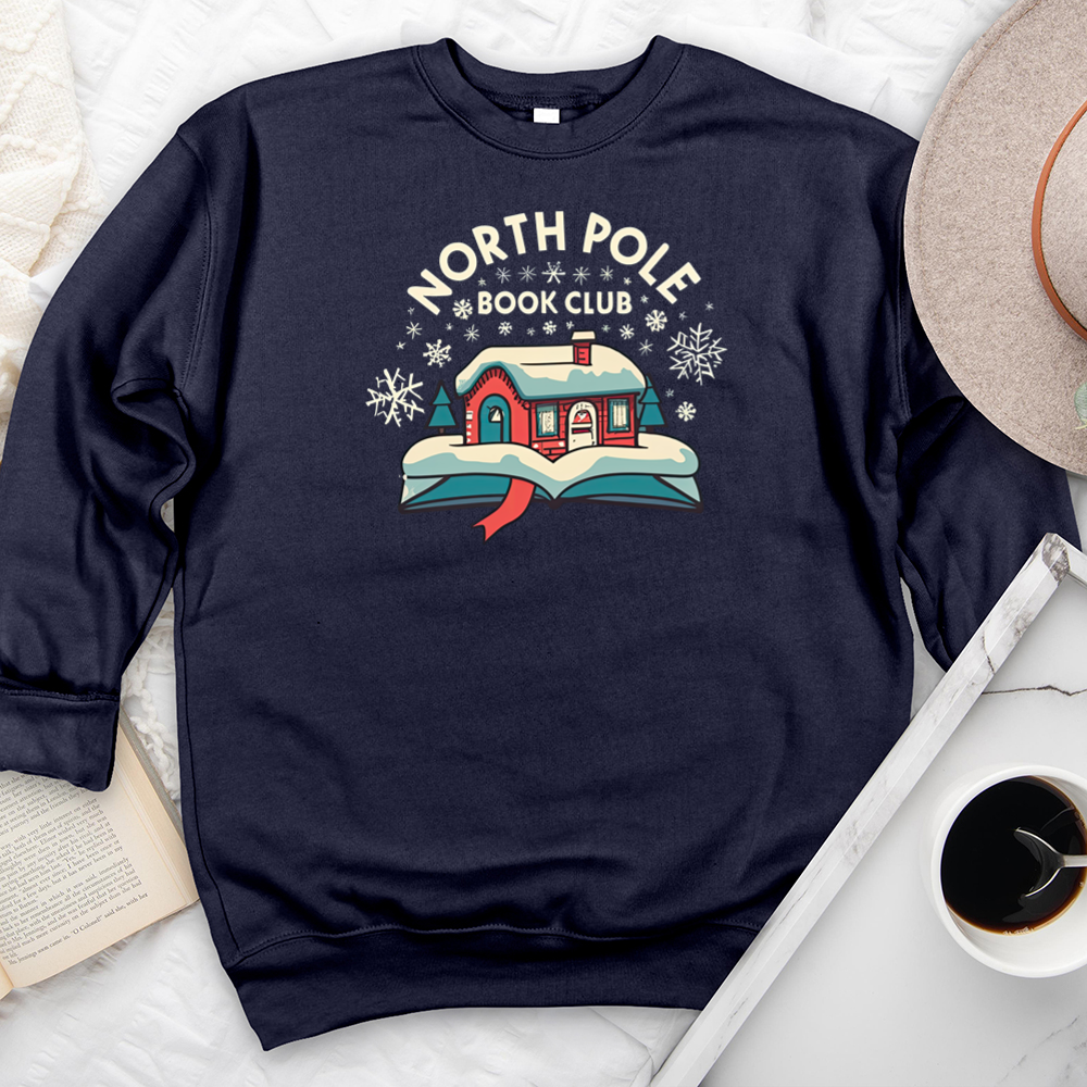 cozy north pole book club premium crewneck sweatshirt