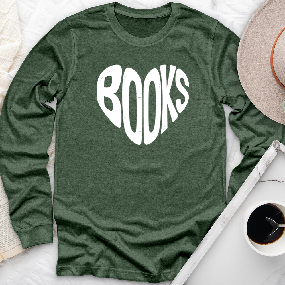 books heart shape long sleeve unisex tee