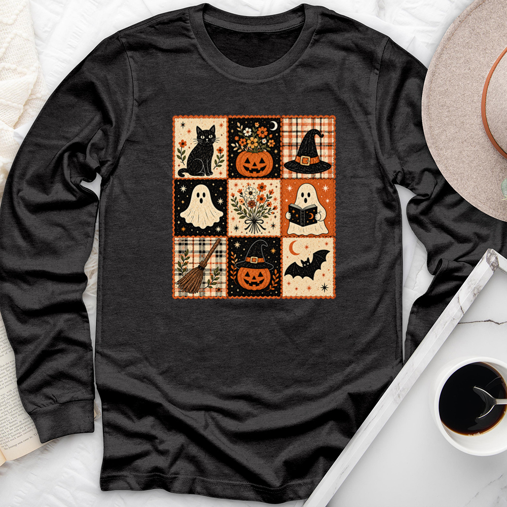 cozy fall grid long sleeve unisex tee