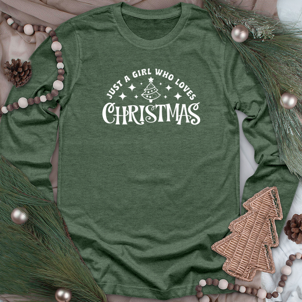 a girl who loves christmas long sleeve unisex tee