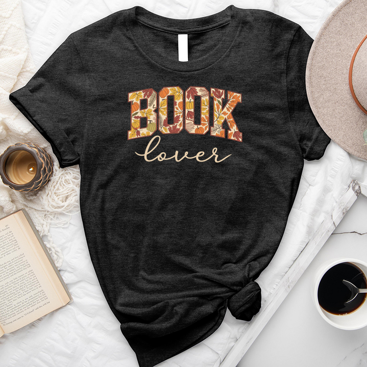 book lover autumn pattern unisex tee
