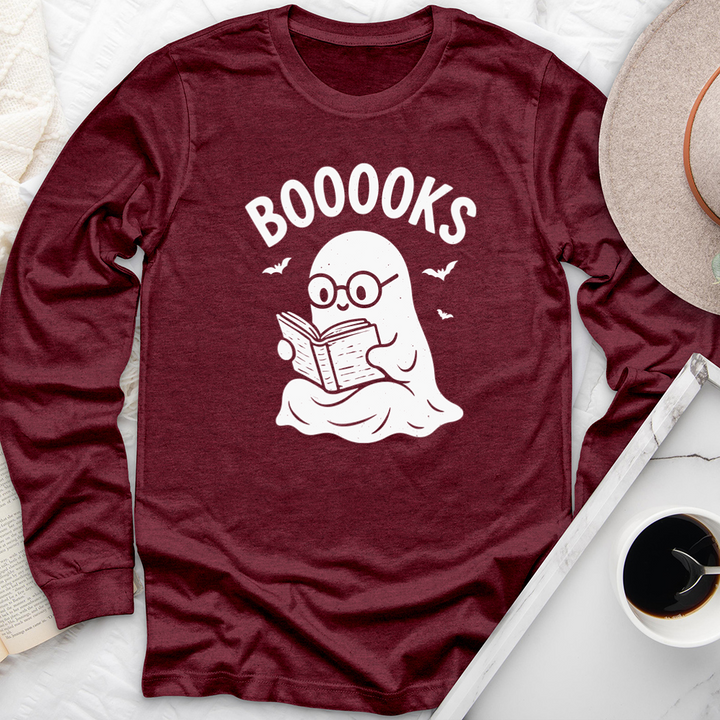cute ghost reading booooks long sleeve unisex tee
